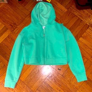 Neon green Topshop zip up hoodie